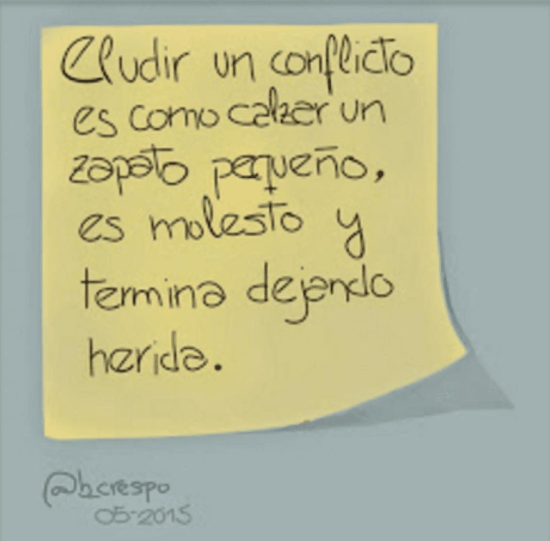 Handwritten note by Bernardo Crespo, written in Spanish — Learning #25: “On CONFLICT:”